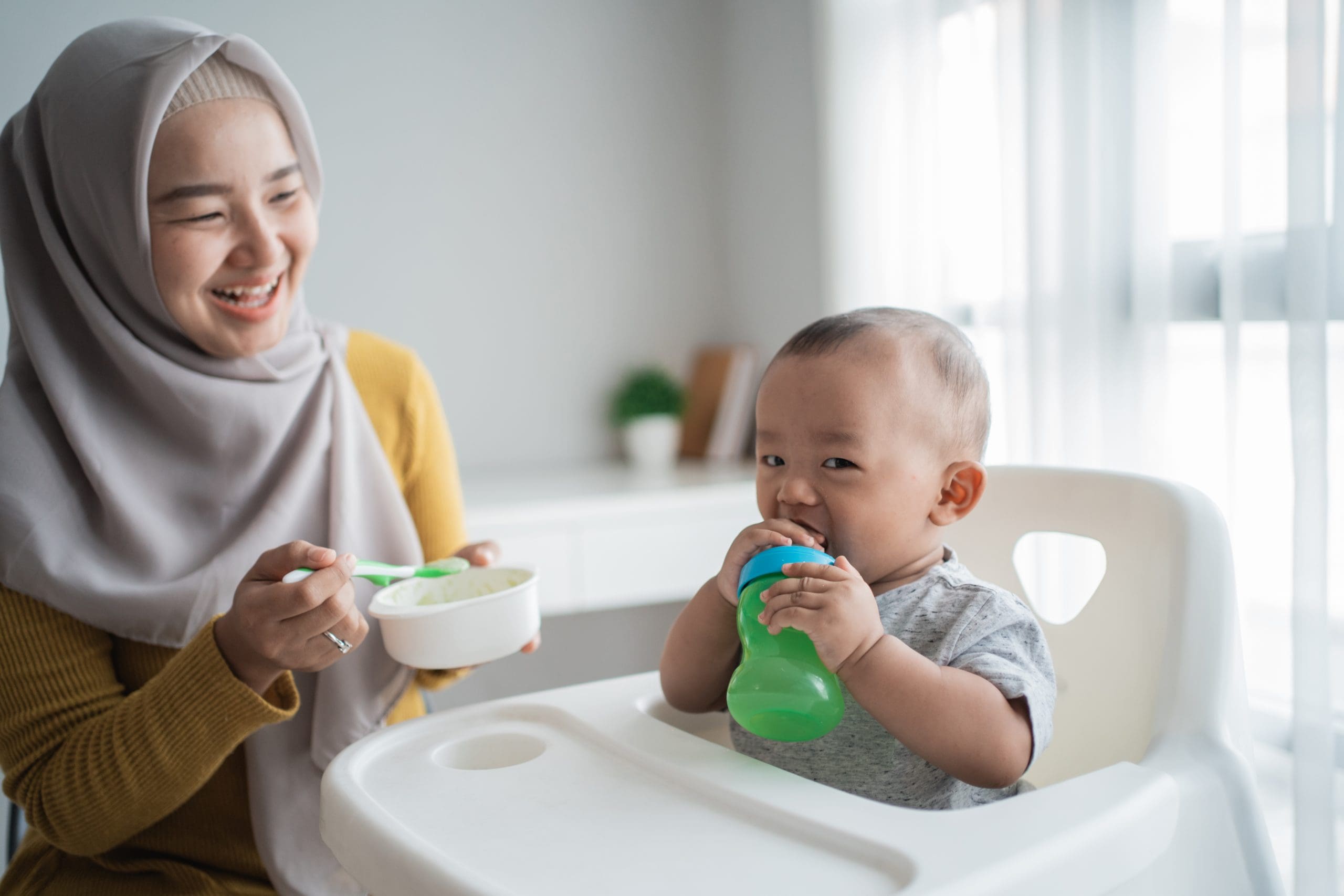 feeding boy