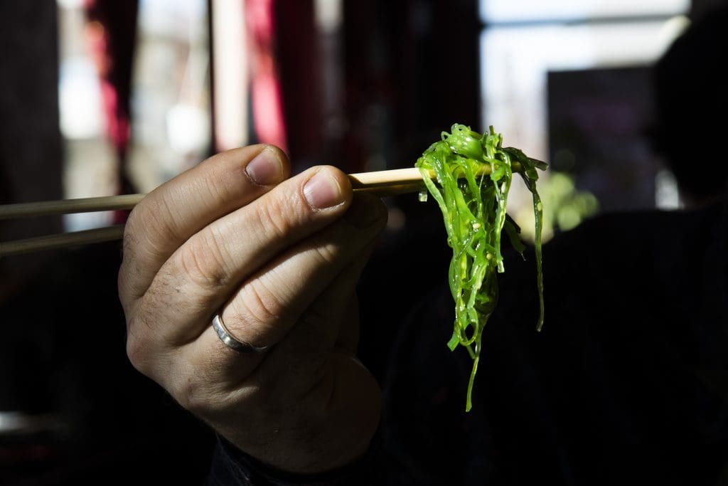 Hand with seaweed