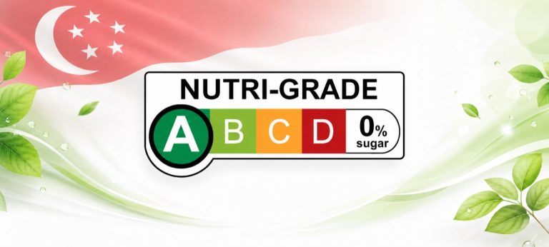 Ilustrasi Nutri-Grade A Singapura dengan label 0 persen gula untuk artikel seasoning dan Crystal Chicken Powder